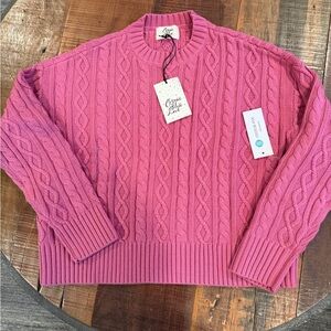 Cozy Chic Women's Pink Cable Knit Sweater, NWT